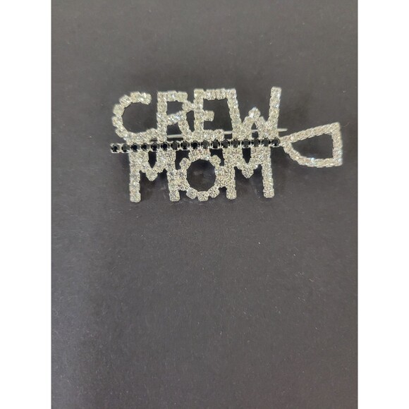 CREW MOM with Sparkly Crystal OAR Pin (with clear oar blade and black oar han... - Picture 1 of 2
